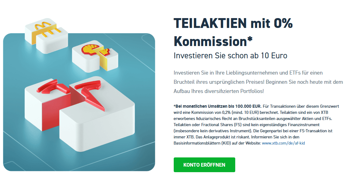 Beschreibung Teilaktien auf der Website von XTB