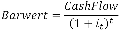 Formel fuer den Barwert des projizierten Cashflows