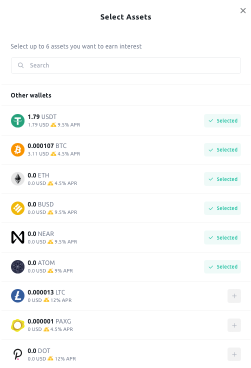 Vermögenswerte bei YouHodler